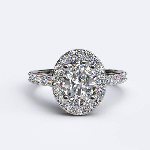 1.4ct Diamond Oval Cut Gold Halo Engagement Ring - 04GG96